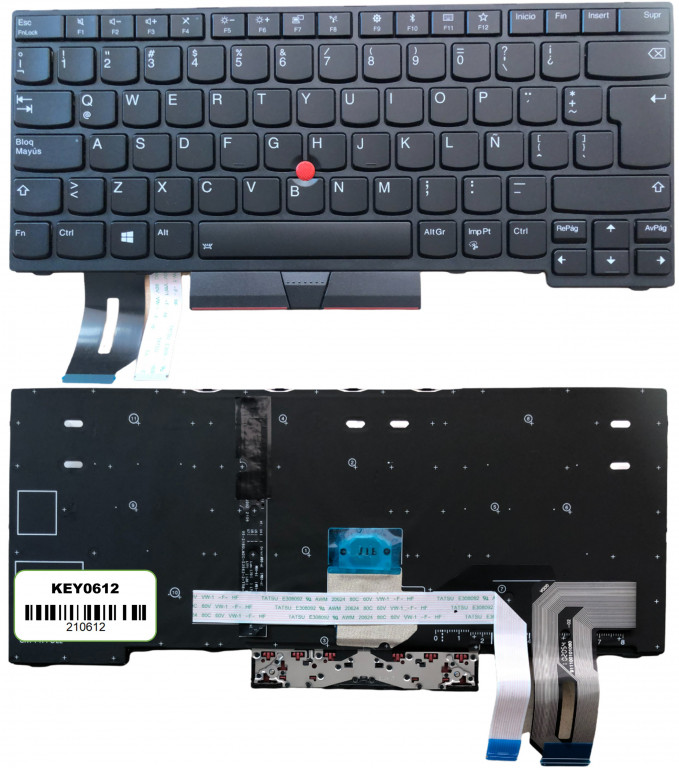 KEY0612 LENOVO SPANISH LATIN NOT ALPHANUMERIC BLACK KEYS WITH POINTSTICK WITH BACKLIT WITH BLACK FRAME DOWN RIGHT CONNECTOR - NULL