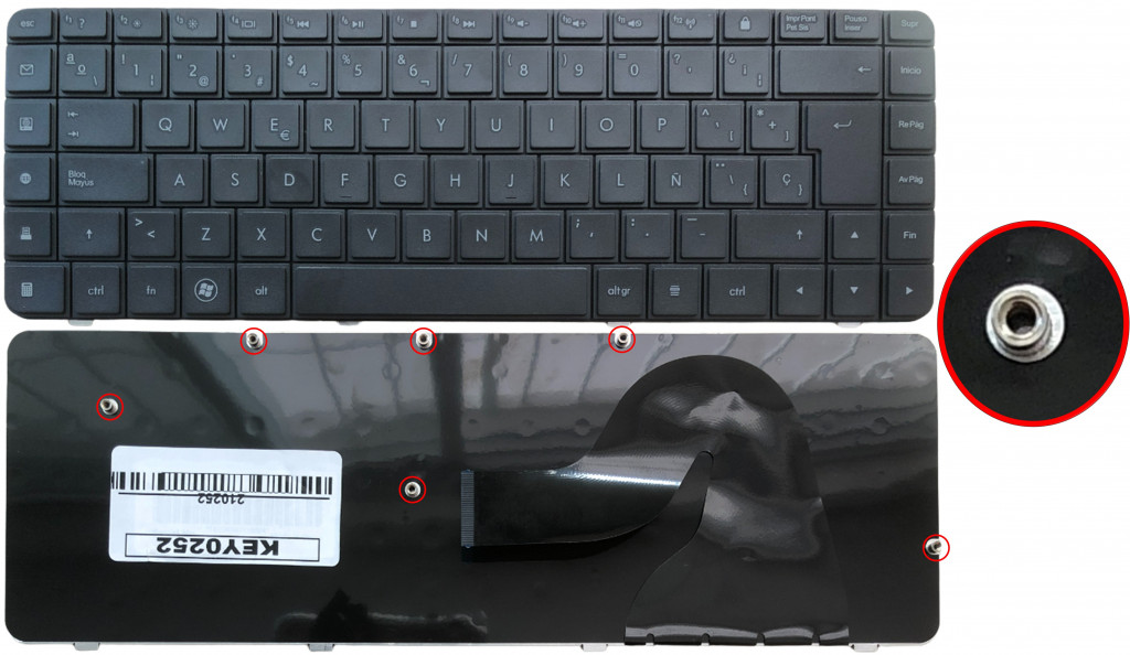 Key0252 Hp Spanish Ibero Not Alphanumeric Black Keys Not Pointstick With Backlit Not Frame Central Connector - KEY0252