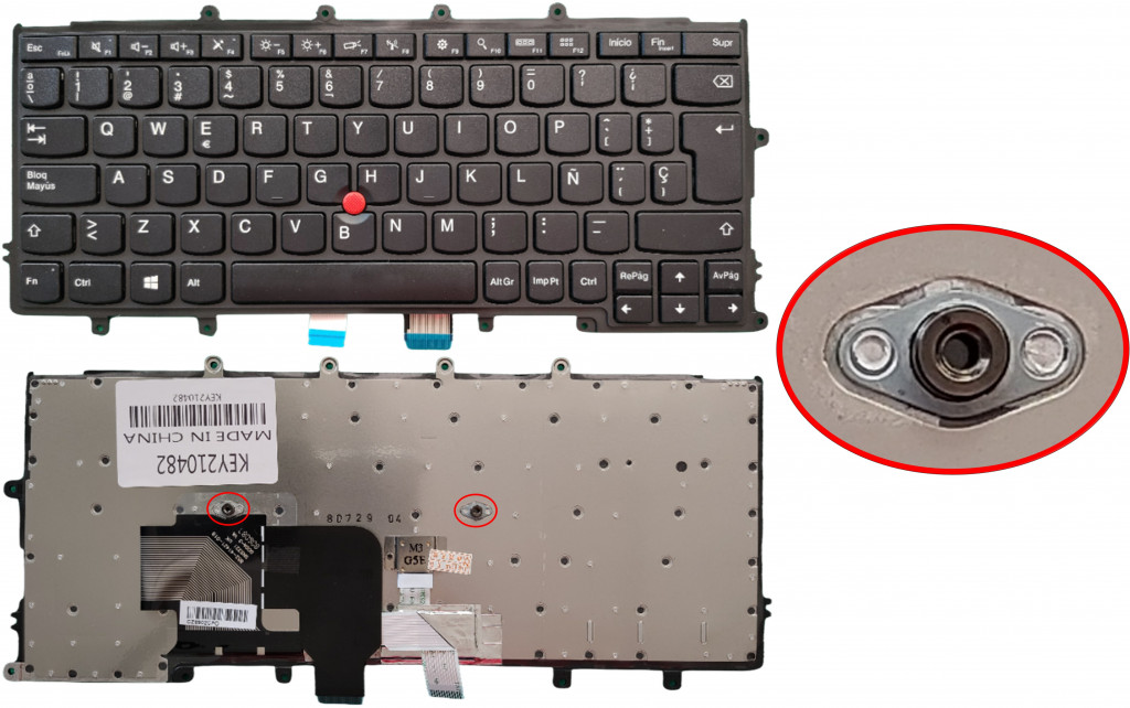 KEY0482 LENOVO SPANISH IBERO NOT ALPHANUMERIC BLACK KEYS WITH POINTSTICK NOT BACKLIT WITH BLACK FRAME DOWN CENTRAL CONNECTOR - NULL