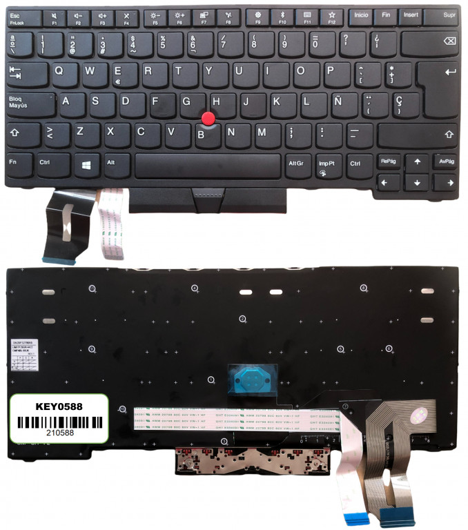 KEY0588 LENOVO SPANISH IBERO NOT ALPHANUMERIC BLACK KEYS WITH POINTSTICK NOT BACKLIT WITH BLACK FRAME DOWN RIGHT CONNECTOR - KEY0588