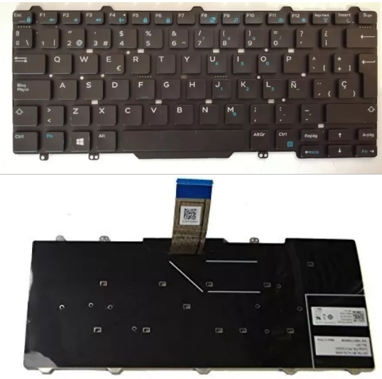 KEY0321 DELL SPANISH IBERO ORIGINAL KEYBOARD BLACK COLOR NO FRAME NO POINTING STICK NO BACKLIT CENTRAL CONNECTOR - KEY0321