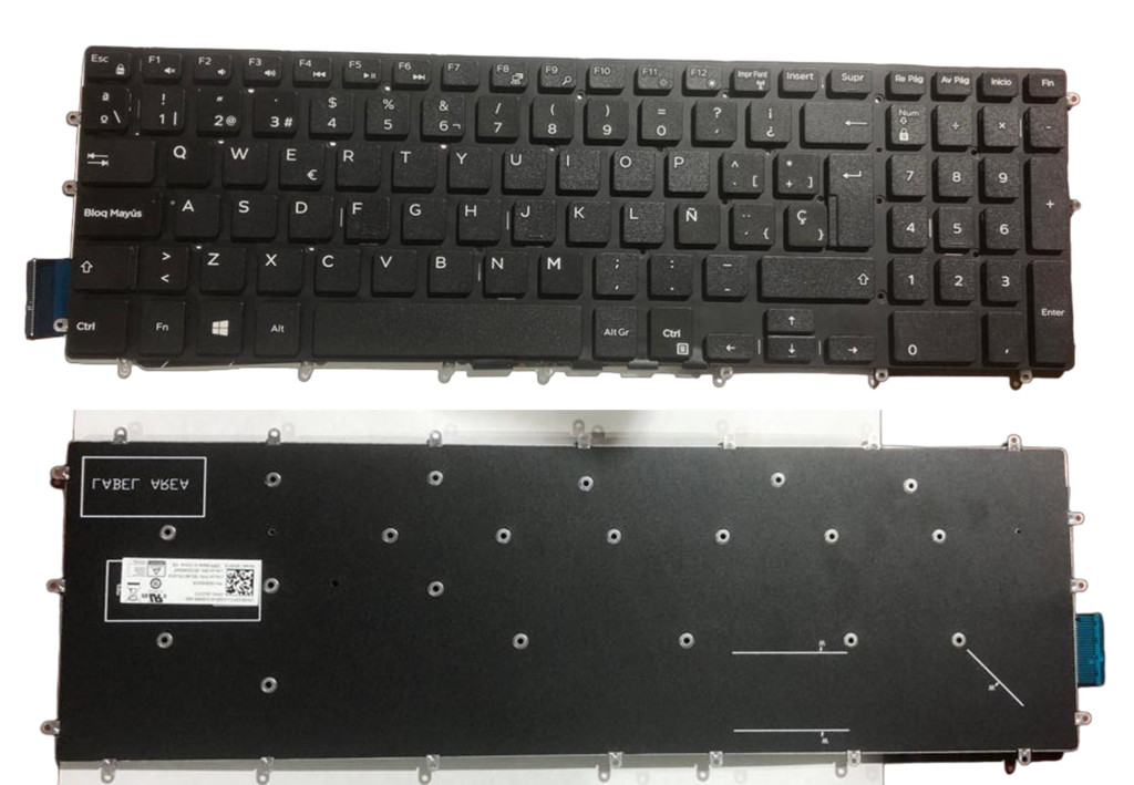 KEY0356 DELL KEYBOARD SPANISH IBERO WITH ALPHANUMERIC BLACK KEYS NOT POINTSTICK NOT BACKLIT NOT FRAME DOWN RIGHT CONNECTOR - KEY0356