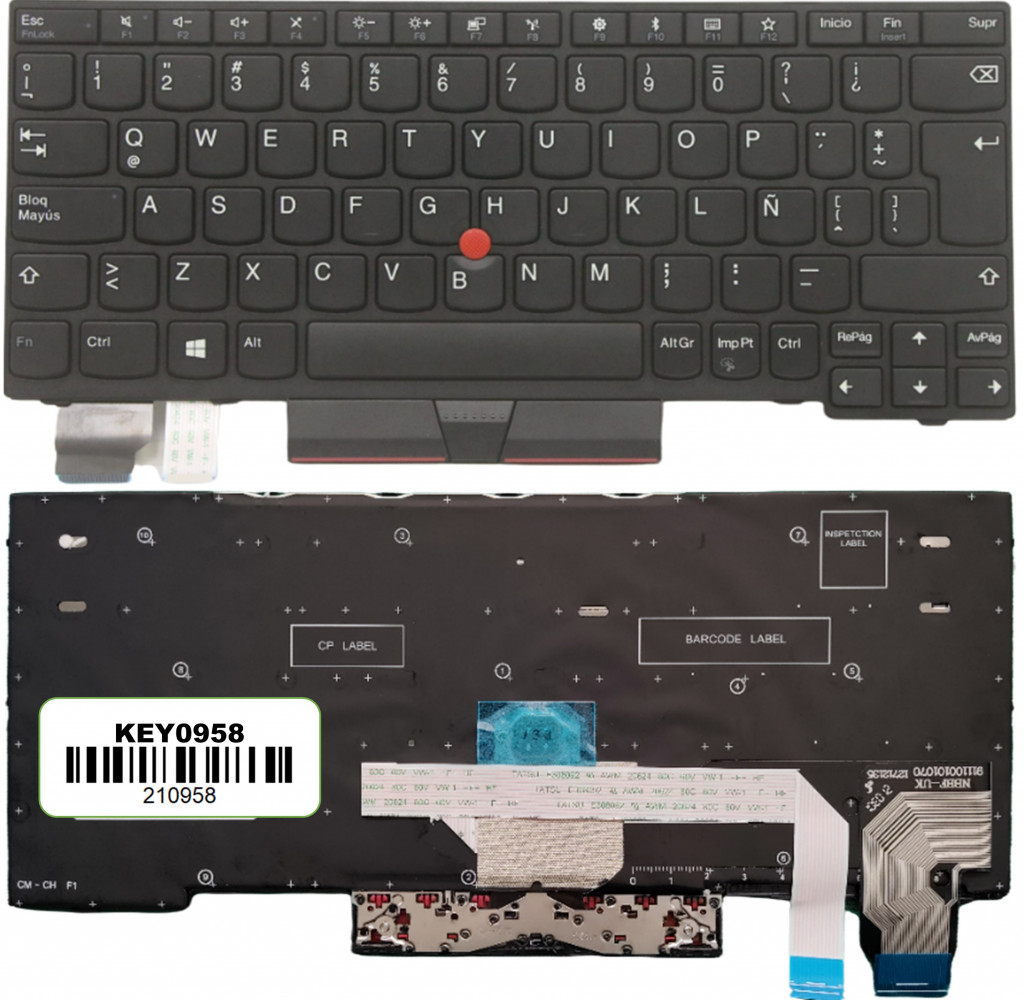 KEY0958 LENOVO SPANISH LATIN NOT ALPHANUMERIC BLACK KEYS WITH POINTSTICK NOT BACKLIT WITH BLACK FRAME DOWN RIGHT CONNECTOR - NULL