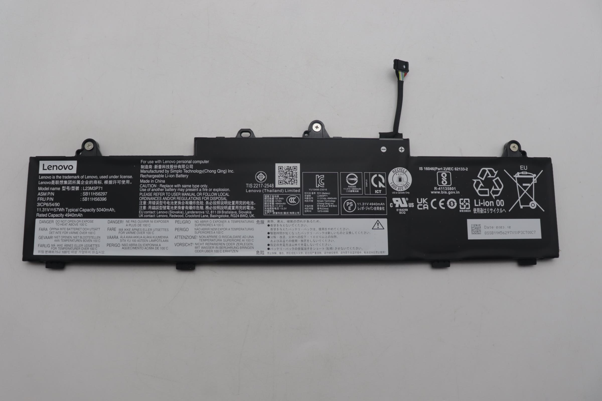 LE2571O LENOVO ORIGINAL BATTERY 1131V 3CELL 5040MAH 57WH -  LE2571-O - Código: LE2571-O | Compra en Guadalajara